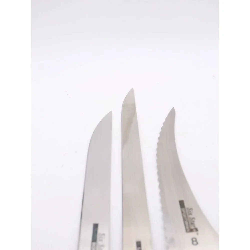 3 Ronco Six Star Knives - 3 Large Filet 7 Boning 8‎ Sportsman SS Full Tang